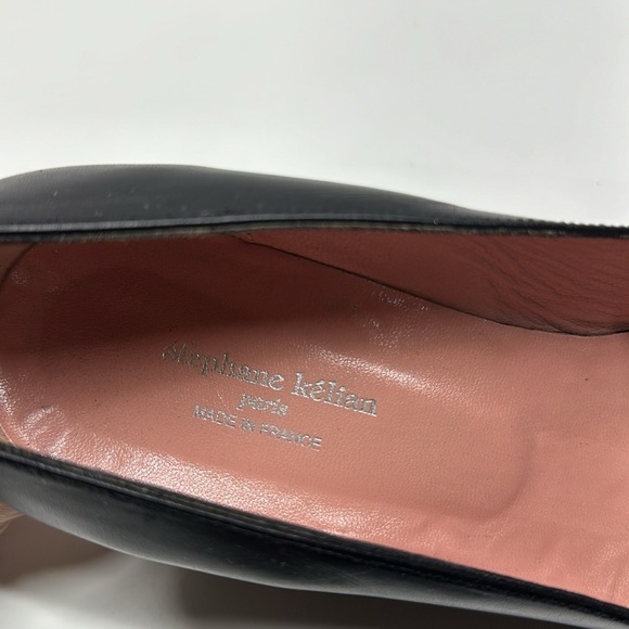 Stephanie Kelian Paris Wedges Shoes Heels Leather Round Toe Black Women Size 9.5 - Picture 6 of 10